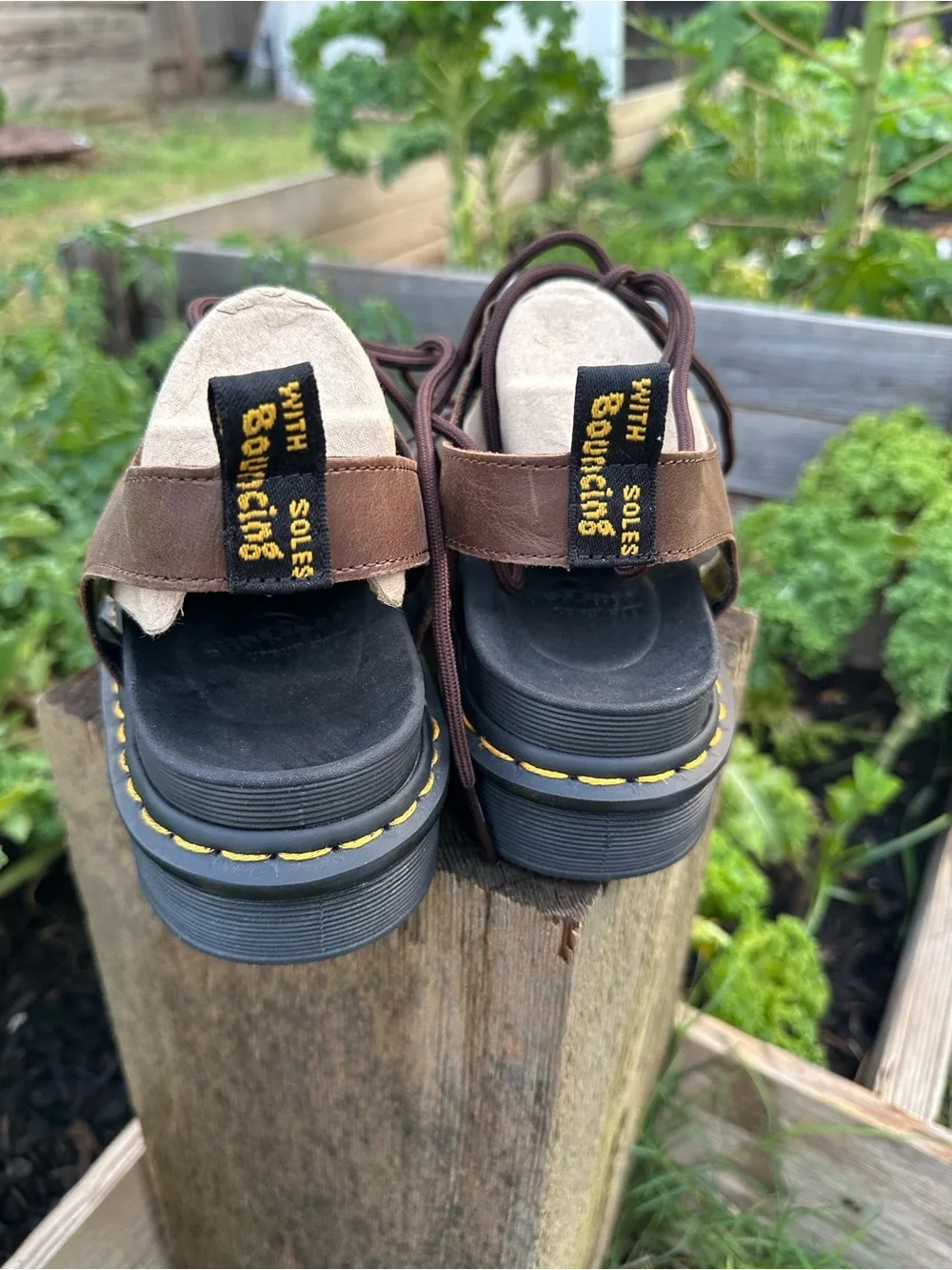 Dr. Martens Brown Leather Platform Gladiator Sandals